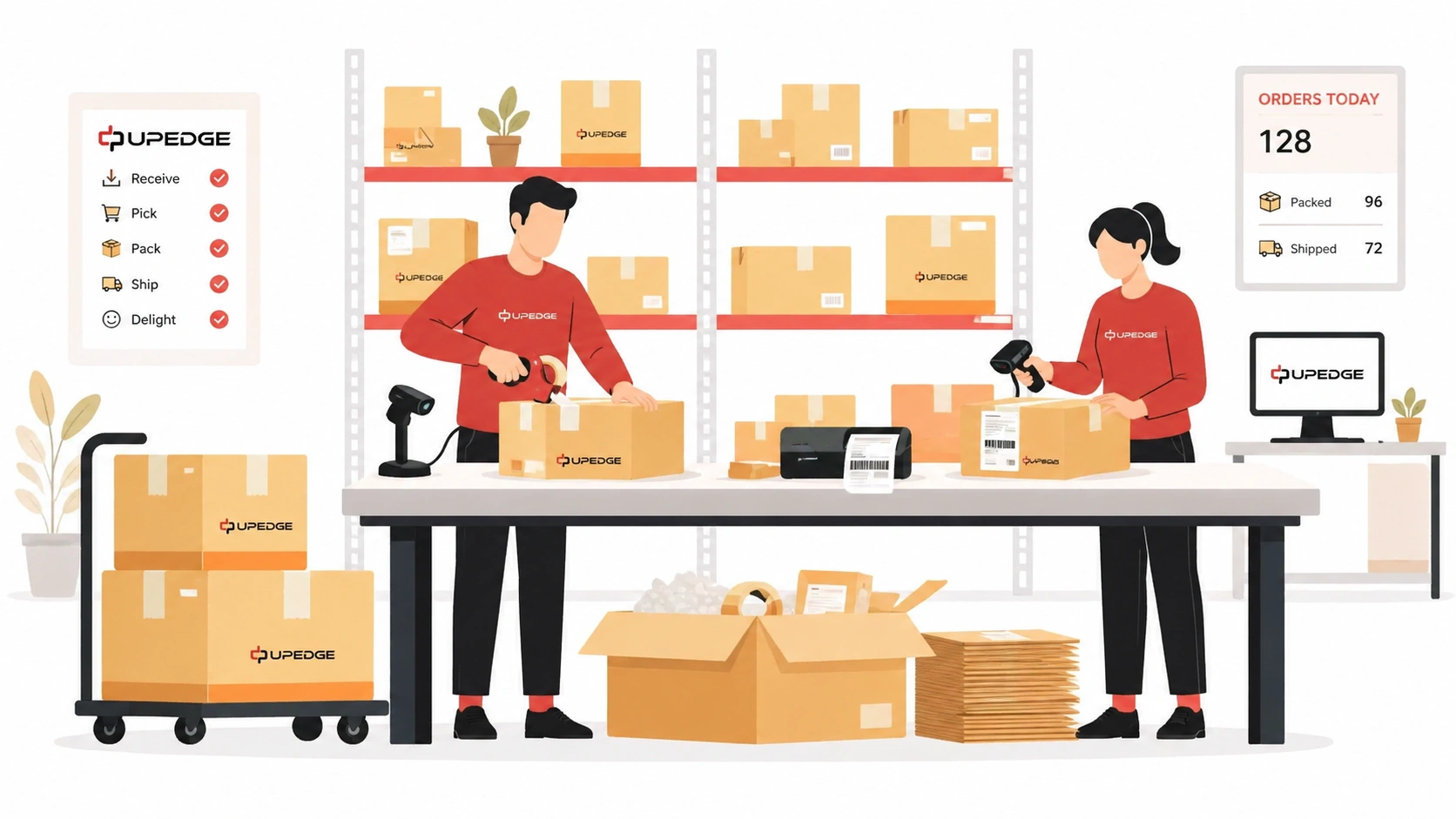 Pemrosesan dan pemenuhan pesanan di Shopify dengan pengepakan, pencetakan label, and persiapan pengiriman