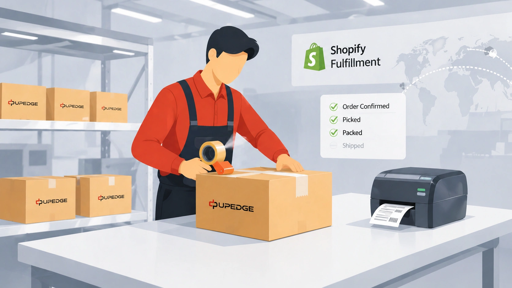 Layanan pemenuhan Shopify dengan pengemasan gudang, pencetakan label, dan pemrosesan pesanan