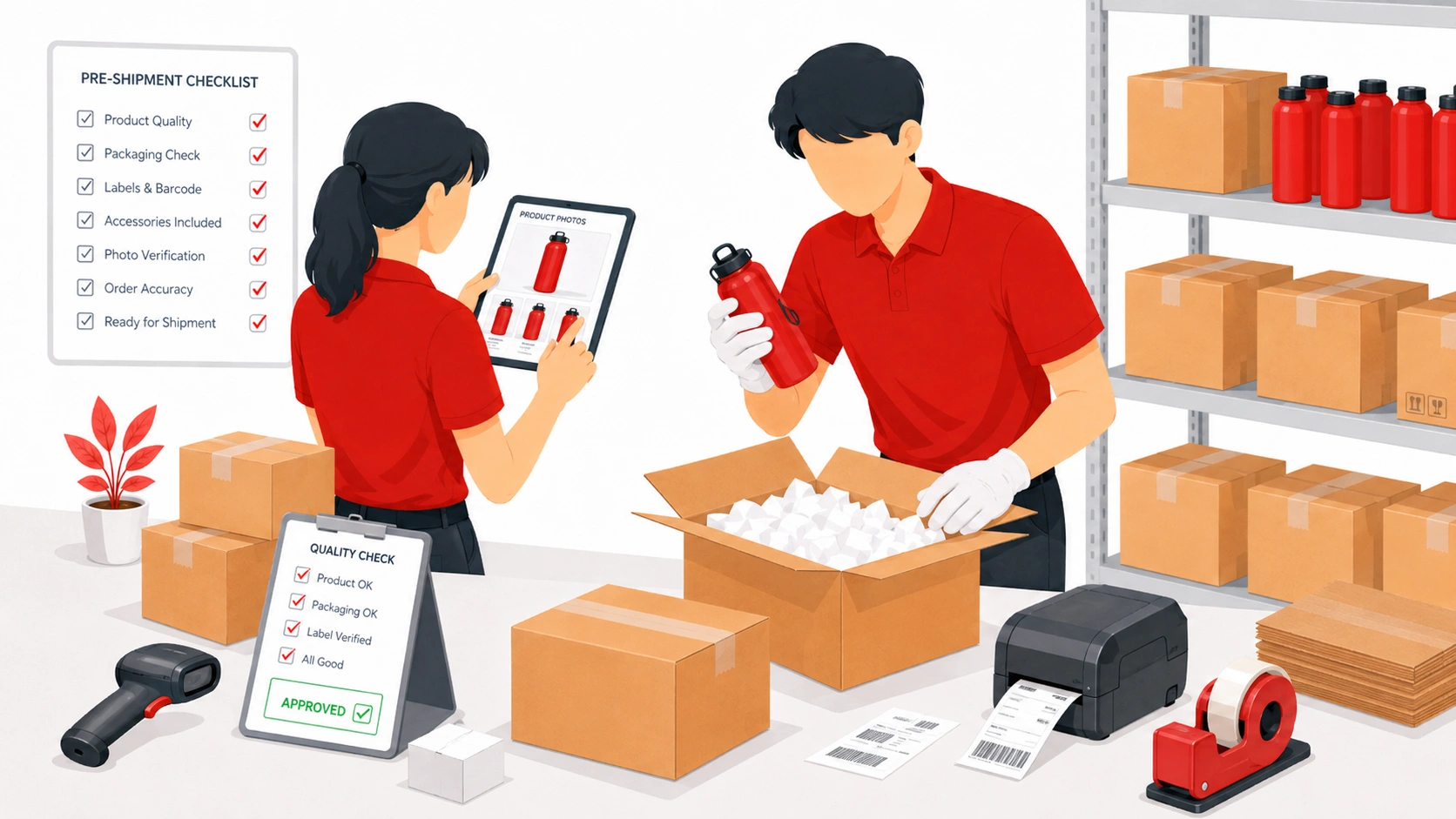 Catch quality problems before customer complaints with pre-shipment checks, photo verification, and order approval