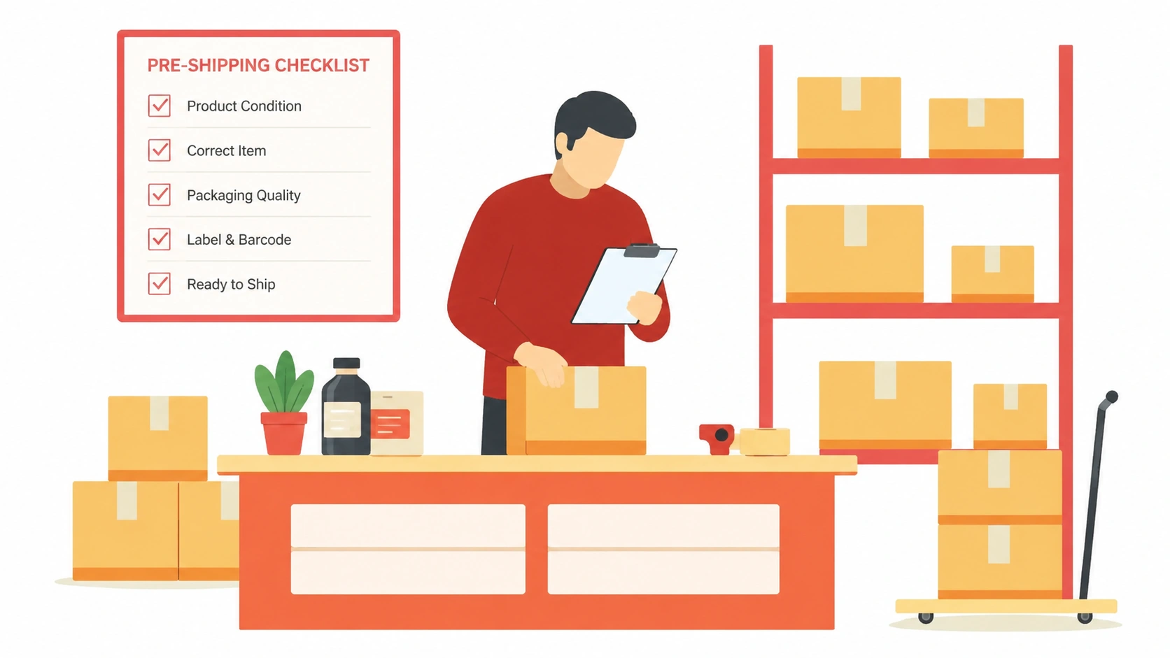 Improve product quality with pre-shipping checklist, packaging review, and order inspection