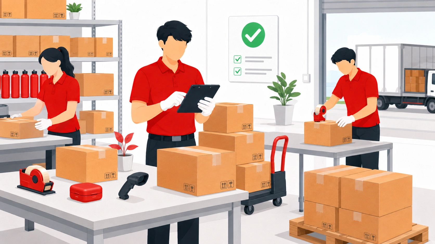 Ship approved orders after quality inspection with final packing, checklist approval, and shipment preparation