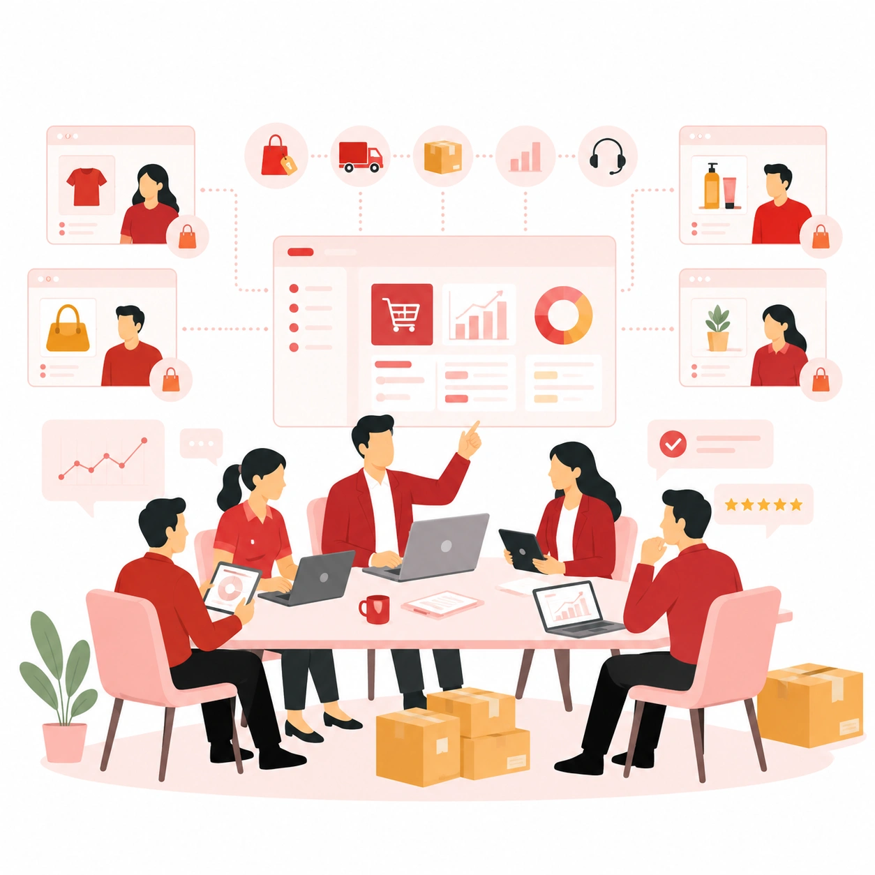 Dropshipping partner team collaborating with agencies and ecommerce partners on sourcing, fulfillment, and store operations