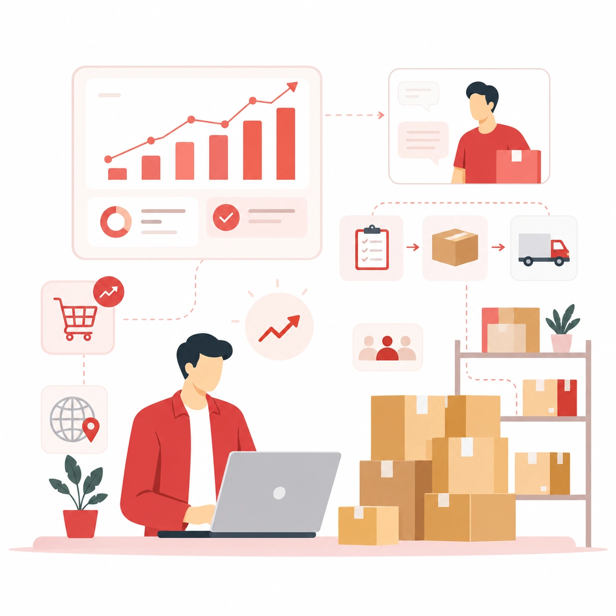 Growing ecommerce store working with a dropshipping partner to manage orders, fulfillment, and business growth