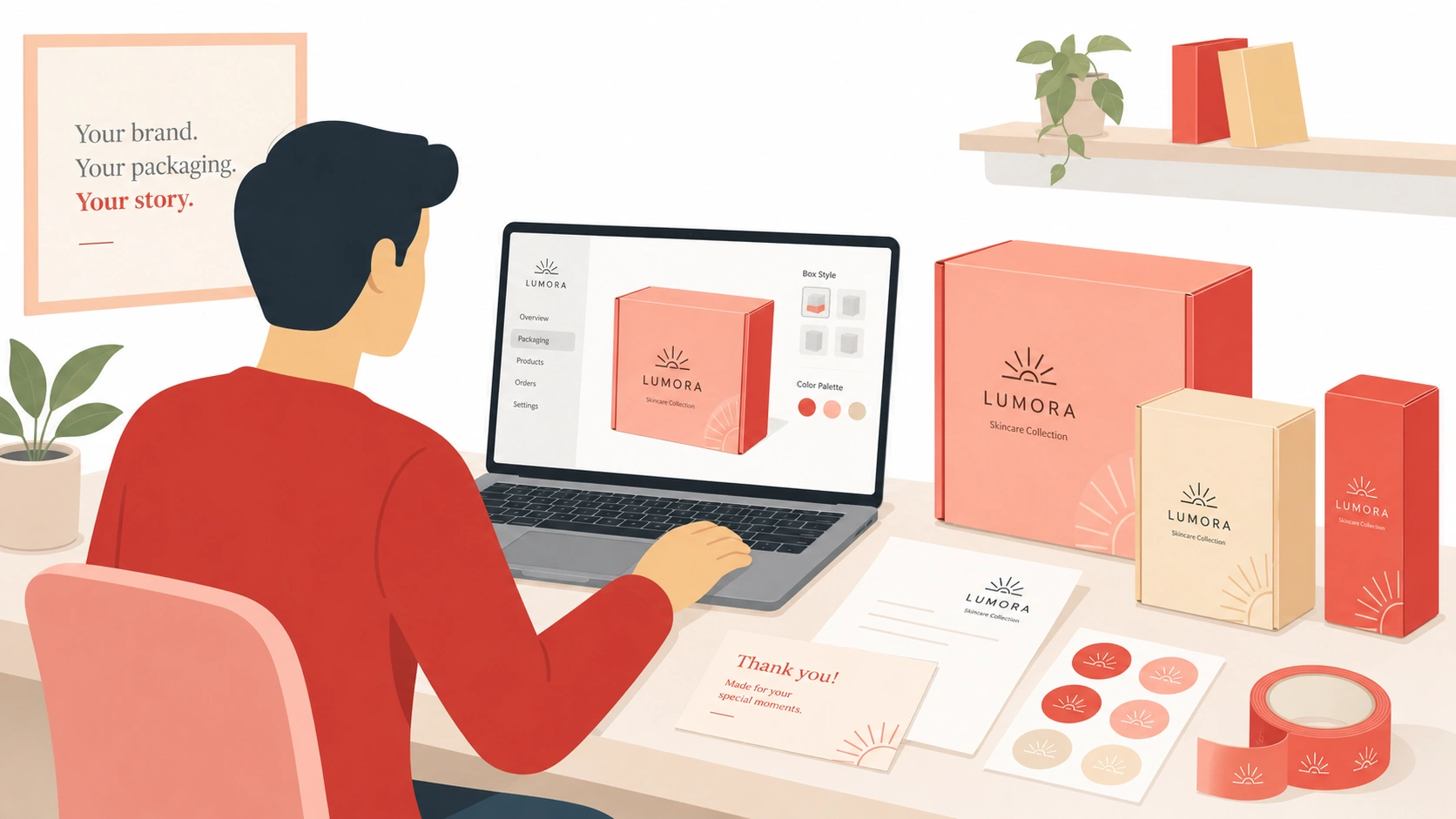 Logo drukwerk voor private label dropshipping met verpakkingen, dozen, inlays en productlabels van uw merk