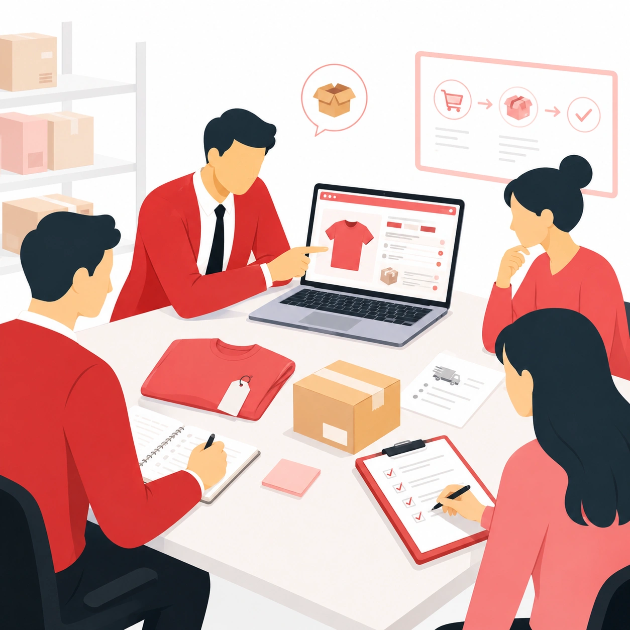 Dropshipping support team clarifying product, packaging, shipping, and order requirements with an ecommerce seller