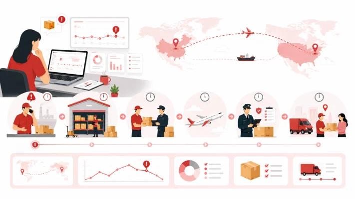 Diagnosing a slow dropshipping order by checking warehouse processing, international transit, customs, and last-mile delivery