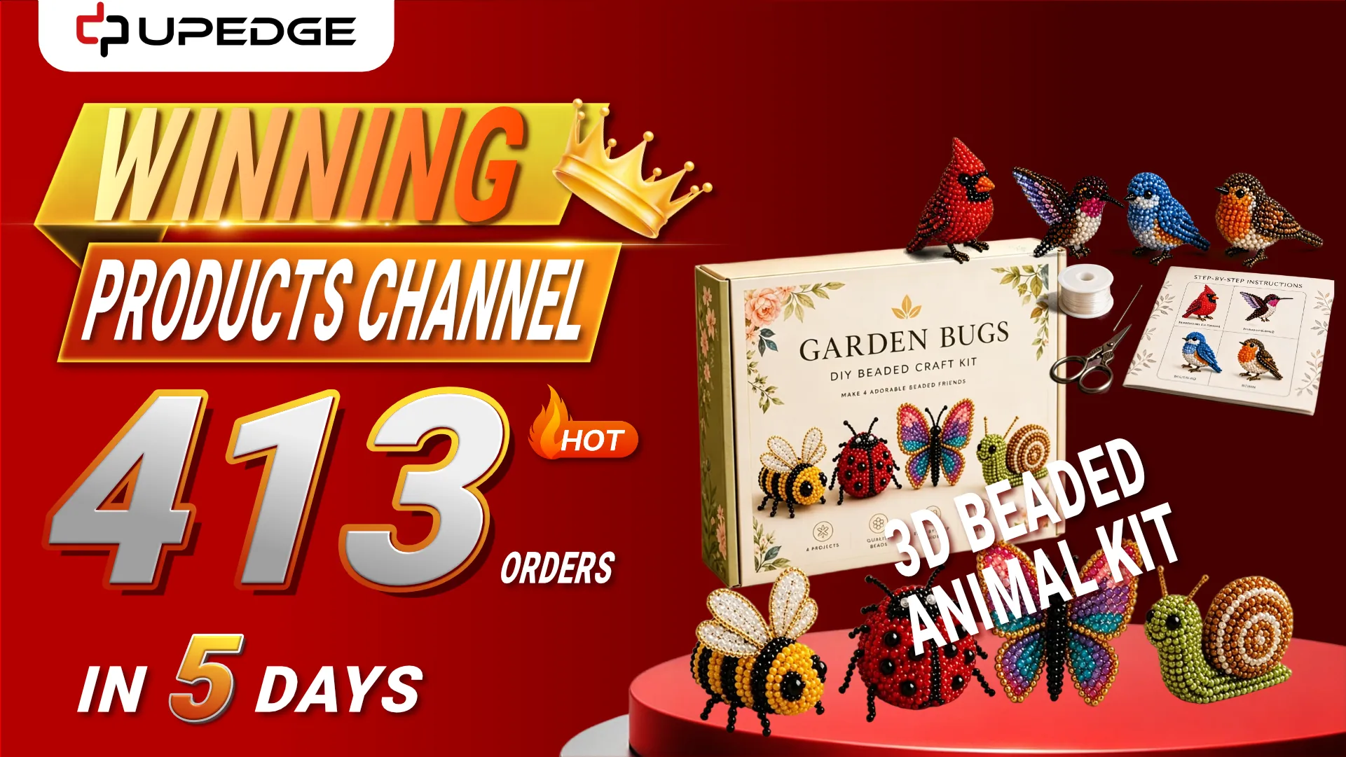 3D beaded animal craft kit featuring birds, insects, and DIY bead art with strong recent order growth