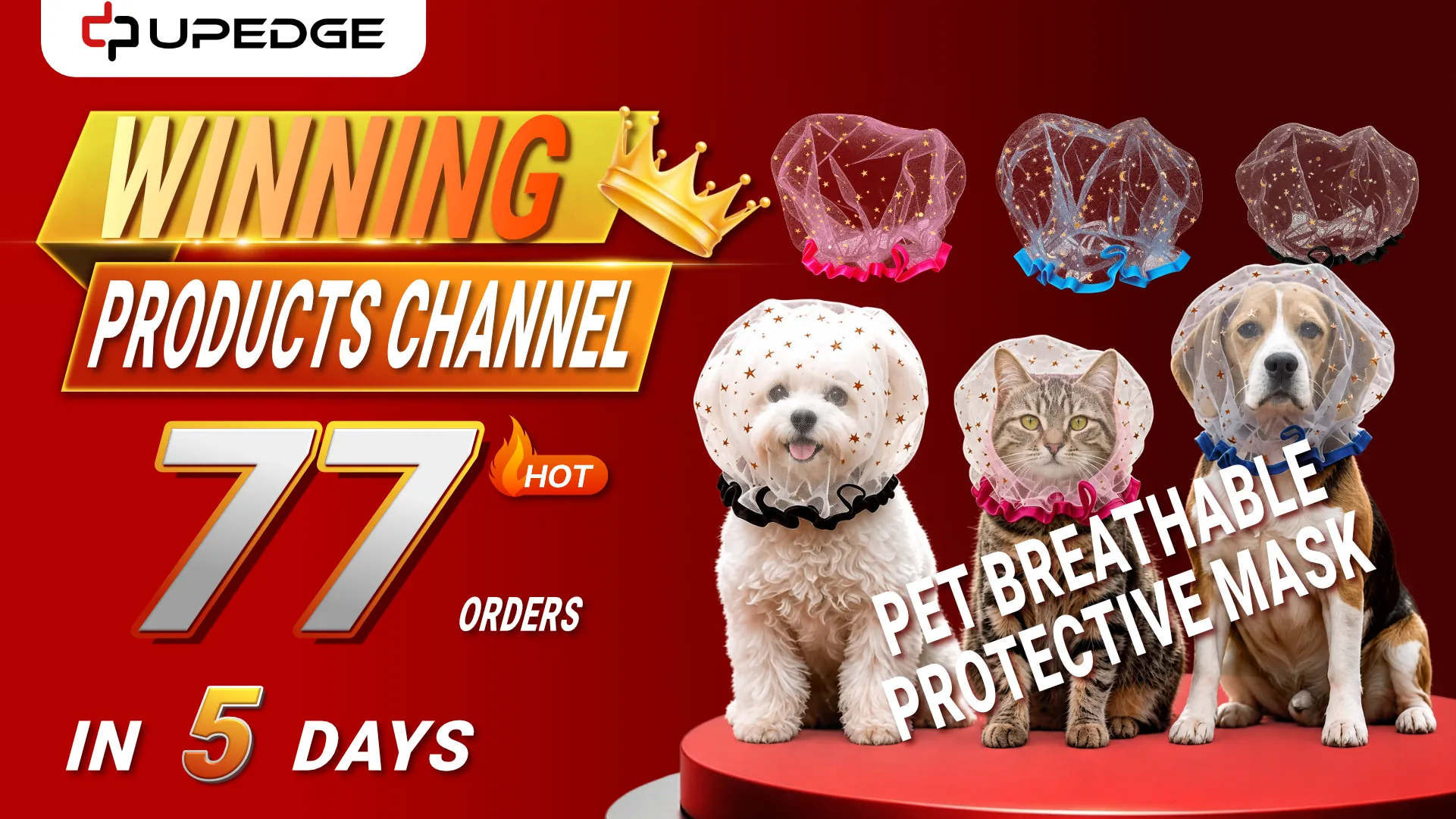 Breathable protective pet head cover for dogs and cats, featured as a trending pet product