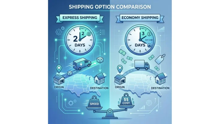 Economical vs express shipping comparison for dropshipping orders.